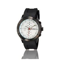 Orologio Polso Curren 8165 Uomo Sport Analogico Quarzo Nero Quad Bianco         