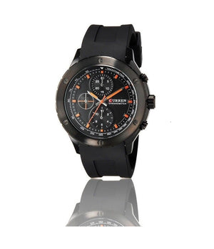 Orologio Polso Curren 8165 Uomo Sport Analogico Quarzo Nero Quad Nero         