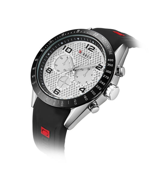 Orologio Polso Curren 8167 Uomo Analogico Quarzo Moderno Nero Quad. Bianco         