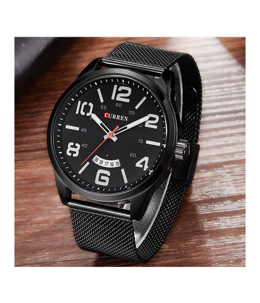 Orologio Polso Curren 8236 Uomo Analogico Quarzo Military Data Nero Bianc         