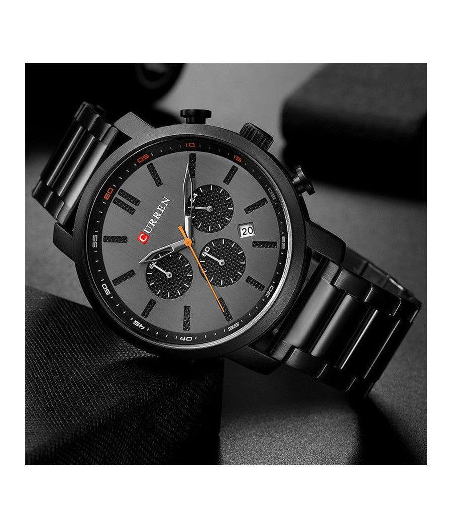 Orologio Polso Curren 8315 Uomo Analogico Quarzo Moderno Nero Quad Nero         