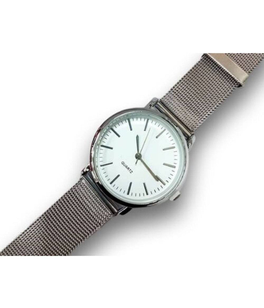 Orologio Polso Donna Analogico Quarzo Moderno Fashion Casual Silver Fondo Bianco         