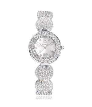 Orologio Polso Donna Sousou S6097 Cuore Brillantini Movimento Al Quarzo Silver         