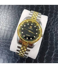 Orologio Polso Ik Collection Uomo Donna Analogico Quarzo Silver Oro Fondo Nero         