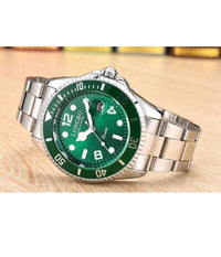 Orologio Polso Longbo 80430g Uomo Quarzo Data Impermeabile Elegante Silver Verde         