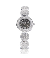 Orologio Polso Sousou S6097 Donna Cuore Brillantini Movimento Quarzo Silver Nero         