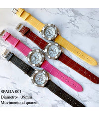 Orologio Polso Spada 001 Donna Quarzo Analogico Cuori Fashion Pelle Brillantini         