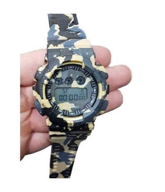 Orologio Polso Sportivo Zh 7901 Uomo Cronografo Digitale Data Camouflage Beige         
