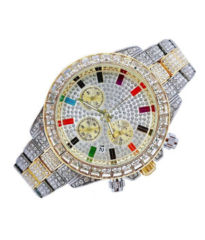 Orologio Polso Unisex Quarzo Acciaio Data Diamond Brillantini Strass Silver Oro         