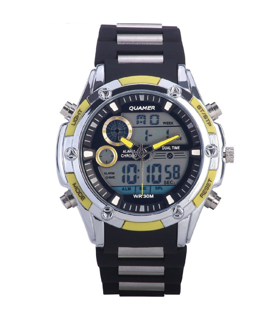 Orologio Polso Uomo Analogico Digitale Multifunzione Xxl Quamer Military         