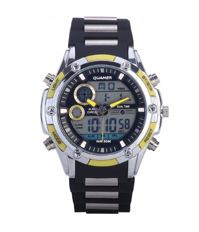Orologio Polso Uomo Analogico Digitale Multifunzione Xxl Quamer Military         