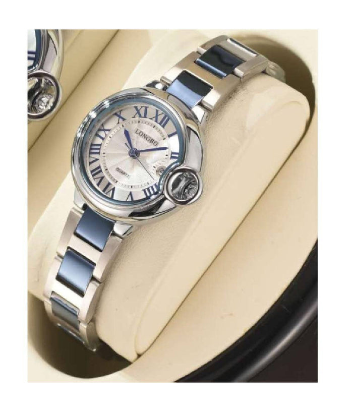 Orologio Polso Uomo Donna Longbo 80771 Quarzo Calendario Impermeabile Silver Blu    -donna    -