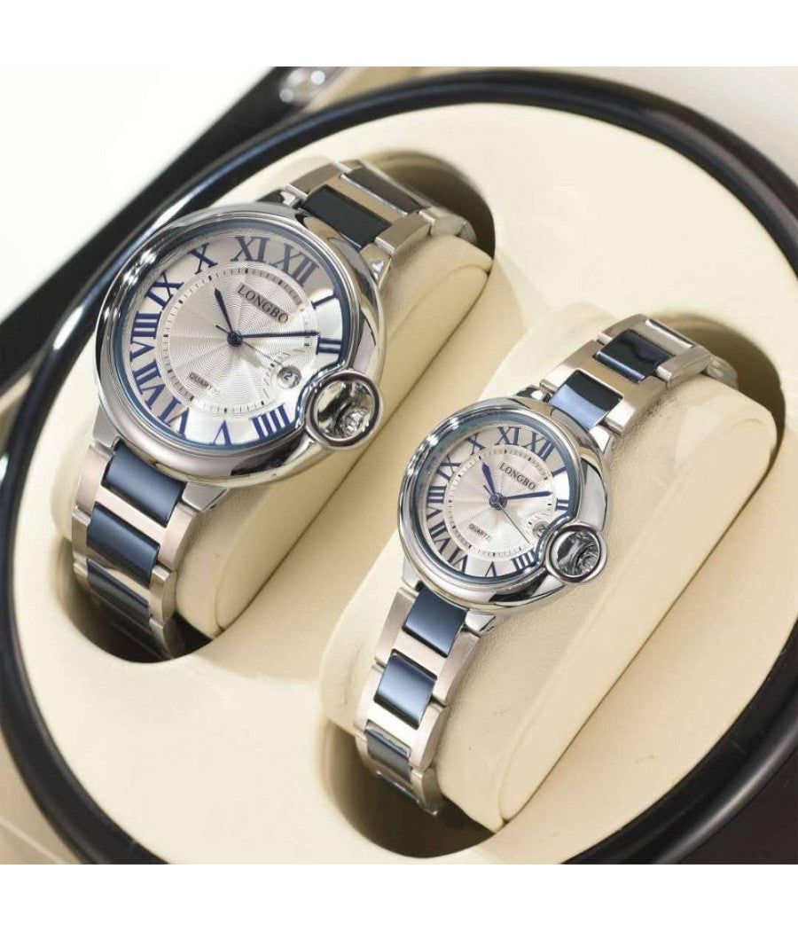 Orologio Polso Uomo Donna Longbo 80771 Quarzo Calendario Impermeabile Silver Blu         