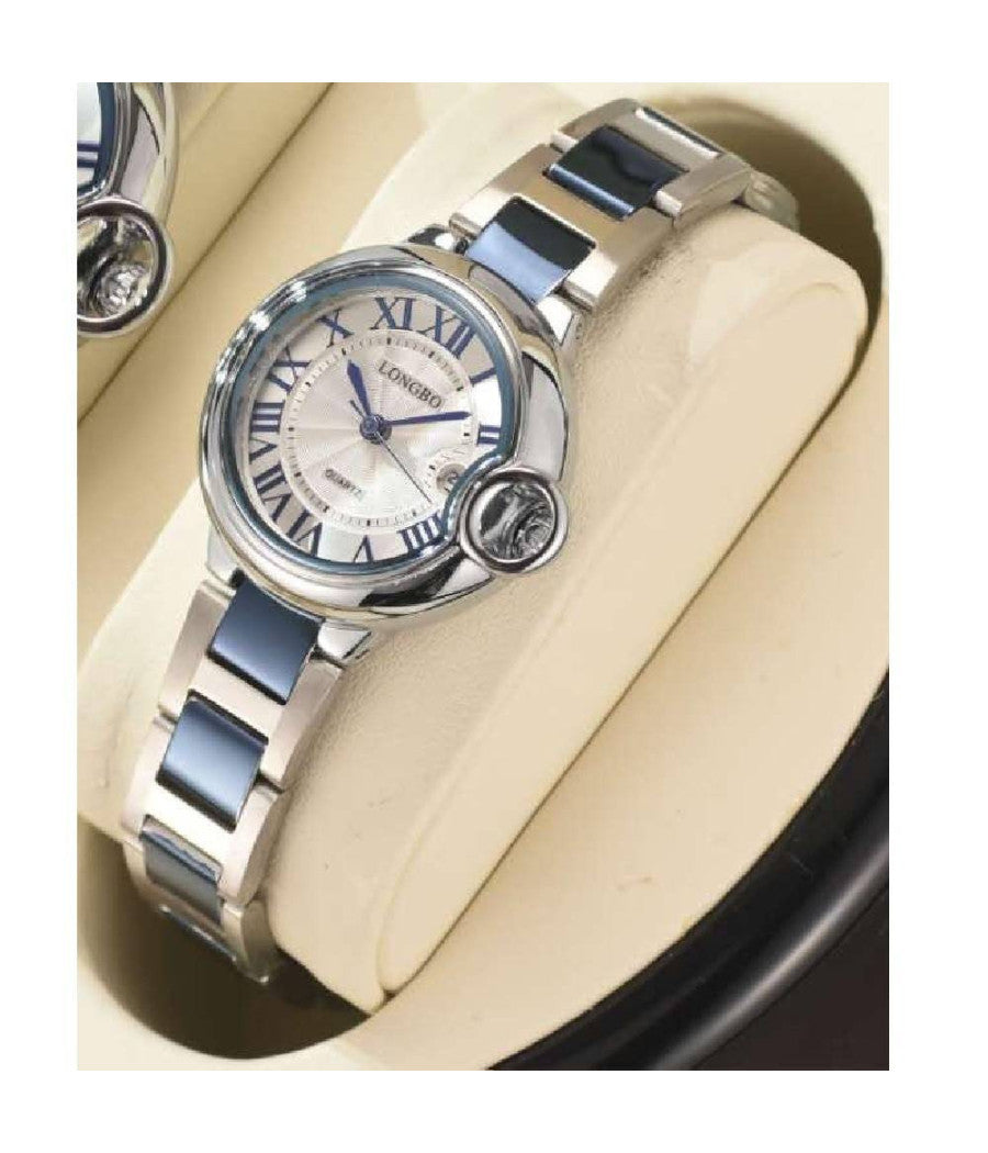 Orologio Polso Uomo Donna Longbo 80771 Quarzo Calendario Impermeabile Silver Blu         