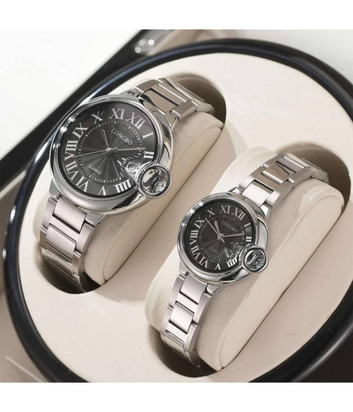 Orologio Polso Uomo Donna Longbo 80771 Quarzo Calendario Impermeabile Silver Nero         