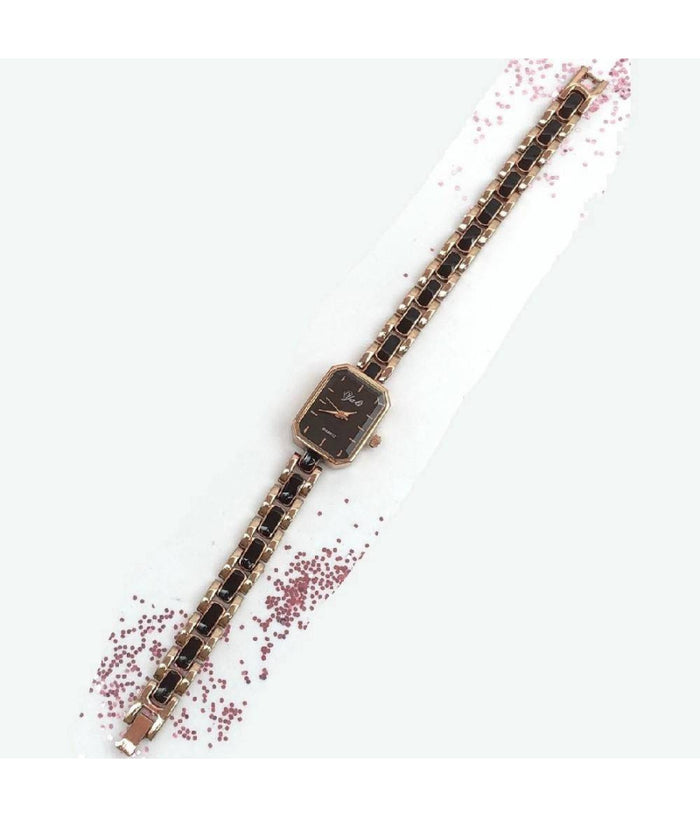 Orologio Polso Yaki Donna Analogico Quarzo Acciaio Moda Oro Rosa Nero Bracciale         