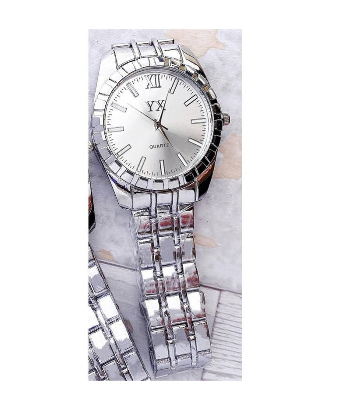 Orologio Polso Yx Uomo Classico Elegante Analogico Quarzo Silver Quadrante Silver         