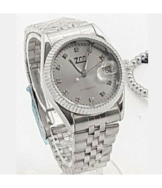 Orologio Polso Zcc 020 Uomo Automatico Acciaio Data Fashion Silver Grigio         