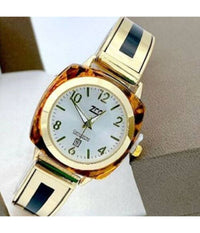 Orologio Polso Zcc 18 Donna Quarzo Acciaio Moda Ambrato Dorato Quadrante Bianco         