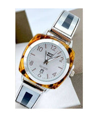 Orologio Polso Zcc 18 Donna Quarzo Acciaio Moda Ambrato Silver Quadrante Bianco         