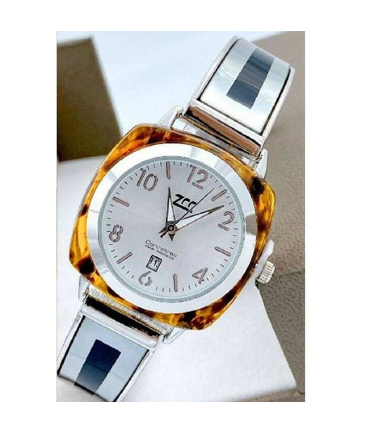 Orologio Polso Zcc 18 Donna Quarzo Acciaio Moda Ambrato Silver Quadrante Bianco         