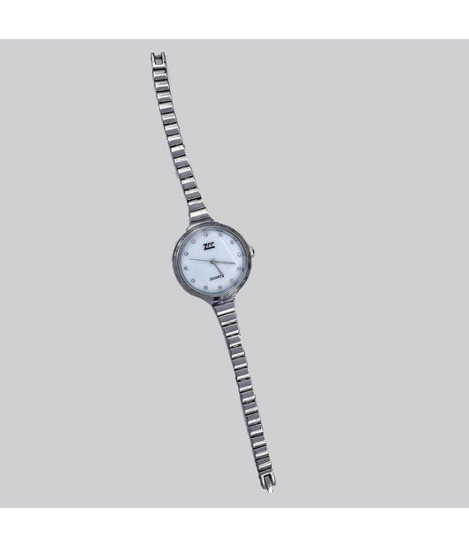 Orologio Polso Zcc Donna Analogico Quarzo Acciaio Moderno Fashion Silver Bianco         
