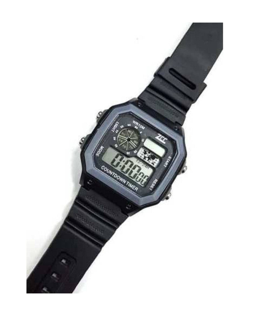 Orologio Polso Zcc Unisex Digitale Crono Luce Sport Classic Vintage Grigio Nero         