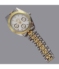 Orologio Polso Zcc Uomo Analogico Calendario Elegante Bicolore Quadrante Bianco         