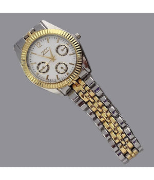 Orologio Polso Zcc Uomo Analogico Calendario Elegante Bicolore Quadrante Bianco         