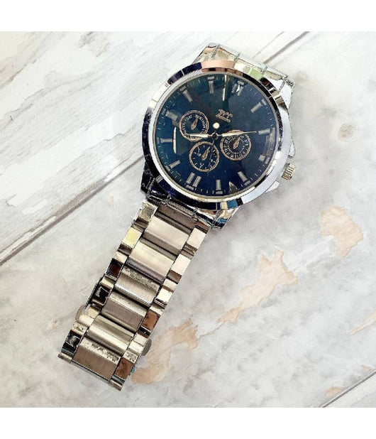 Orologio Polso Zcc Uomo Cronografo Acciaio Analogico Calendario Elegante Silver         