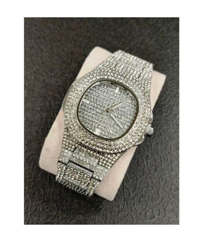 Orologio Polso Zcc Uomo Donna Quarzo Acciaio Moda Brillantini Silver         
