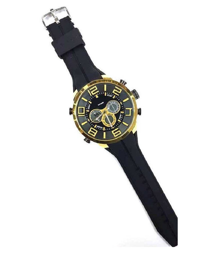 Orologio Polso Zcc Uomo Dual Time Analogico Digitale Sveglia Sport Dorato Nero         