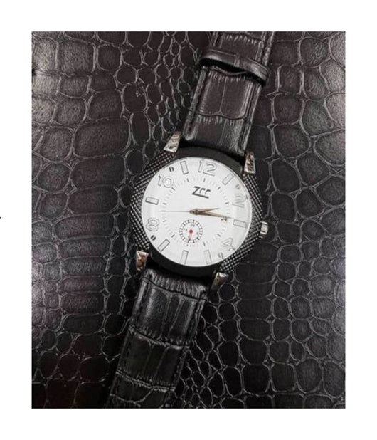 Orologio Polso Zcc Z002 Uomo Compass Automatico Data Cinturino Pelle Nero Bianco         