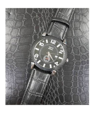 Orologio Polso Zcc Z002 Uomo Compass Automatico Data Cinturino Pelle Nero Nero         