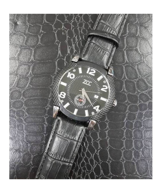 Orologio Polso Zcc Z002 Uomo Compass Automatico Data Cinturino Pelle Nero Nero         