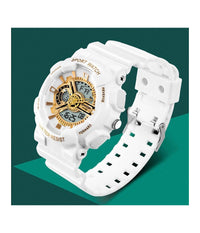Orologio Sportivo Sanda Uomo Resistente Acqua Cronografo Sveglia Bianco         