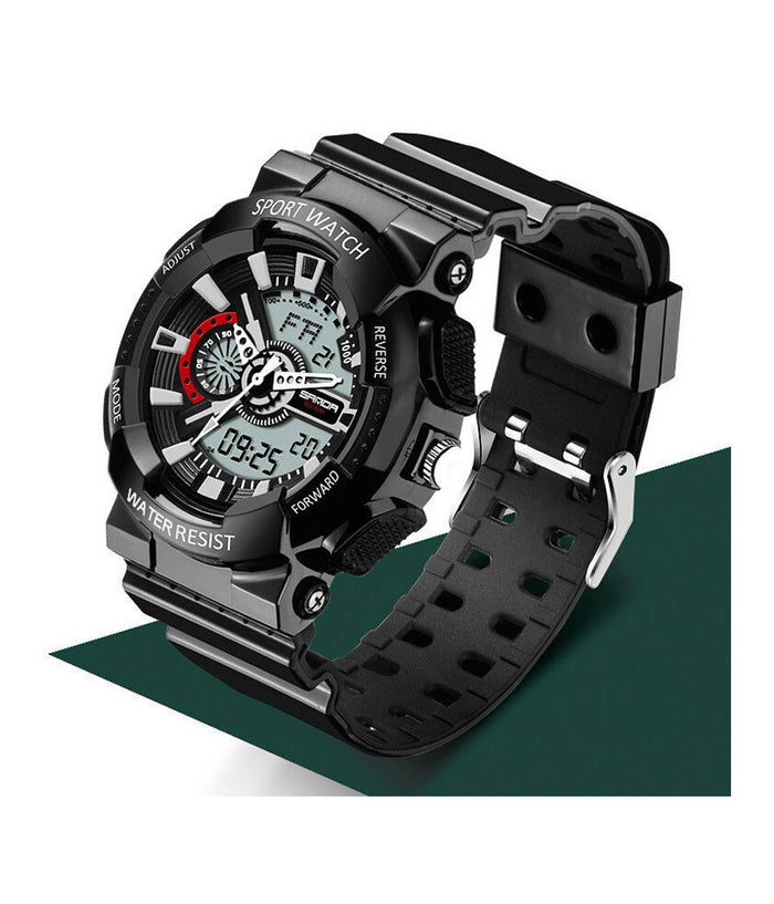 Orologio Sportivo Sanda Uomo Resistente Acqua Cronografo Sveglia Ner Bi         