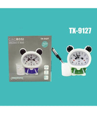 Orologio Sveglia A Forma Di Panda Analogico Con Portapenne Da Tavolo Tx-9127         