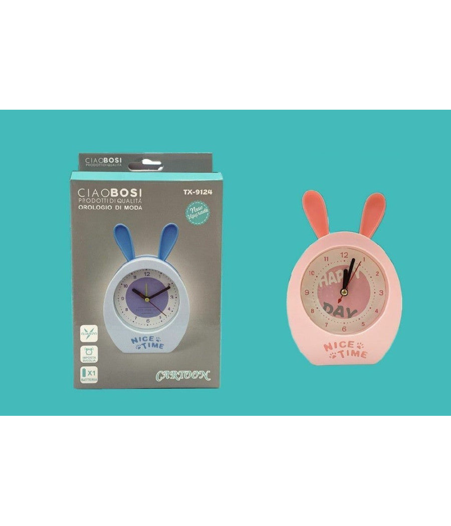 Orologio Sveglia Analogica A Forma Di Coniglietto Da Tavolo Per Bambini Tx-9124         