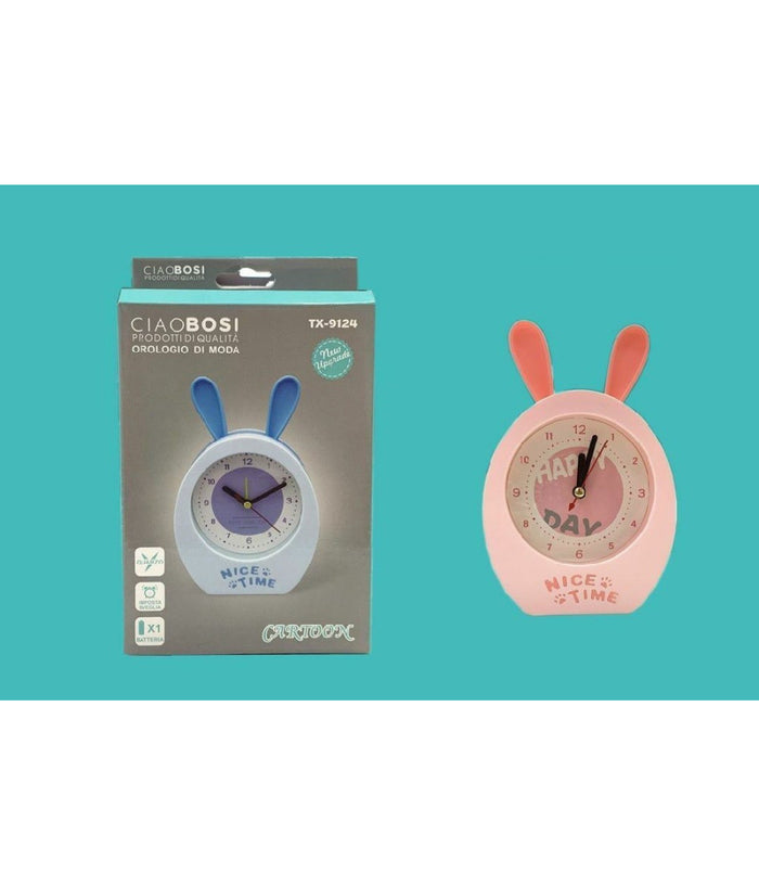 Orologio Sveglia Analogica A Forma Di Coniglietto Da Tavolo Per Bambini Tx-9124         