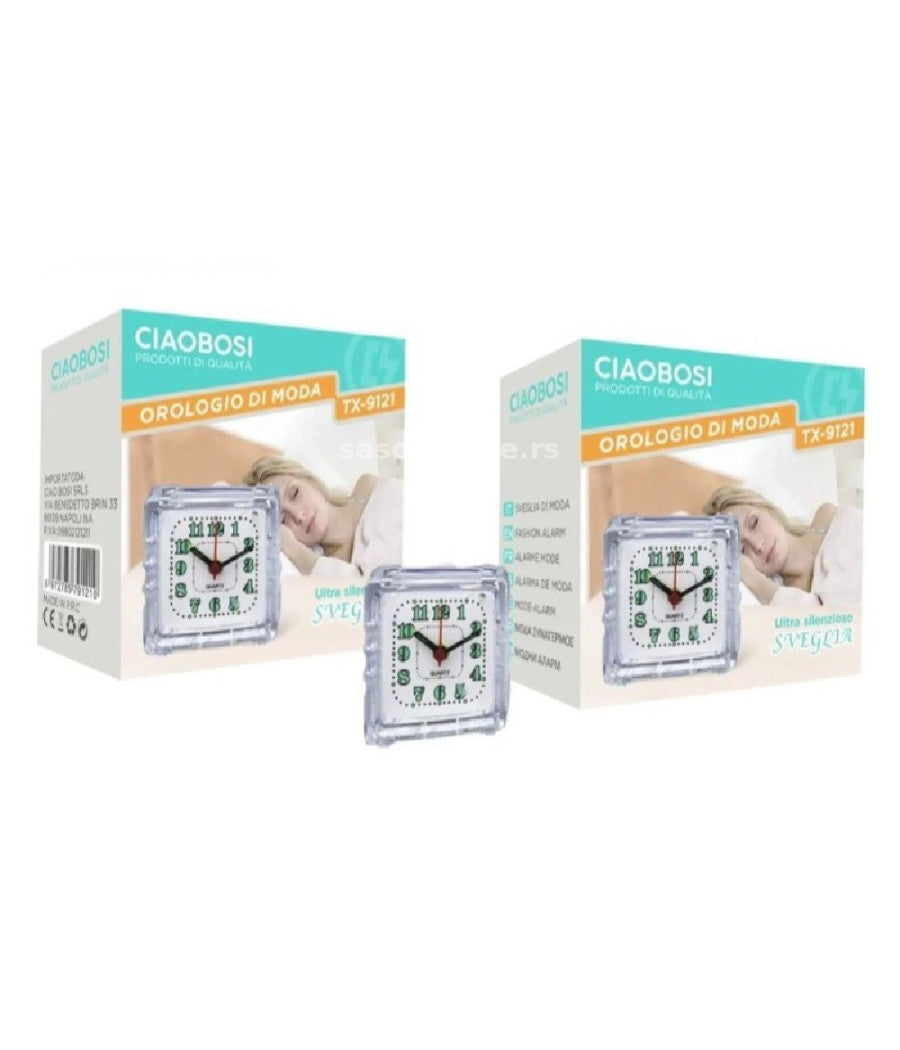 Orologio Sveglia Analogica Luce Notturna Tx-9121 Allarme Tavolo Camera Silenziosa         