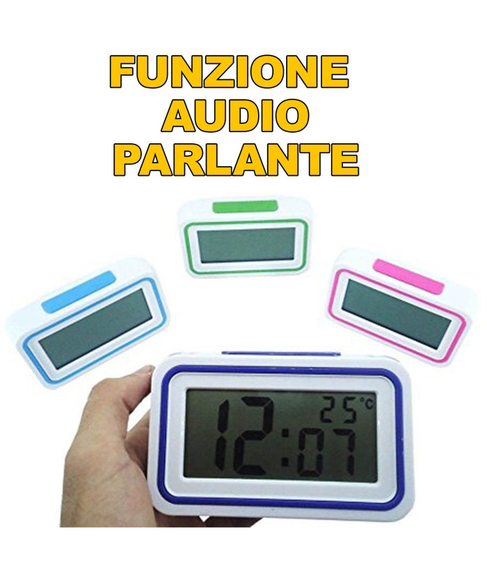 Orologio Sveglia Digitale Con Audio Parlante In Italiano Per Ipovedenti         
