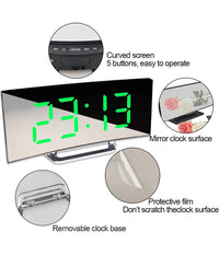 Orologio Sveglia Digitale Con Datario Termometro Display A Specchio Da Tavolo         