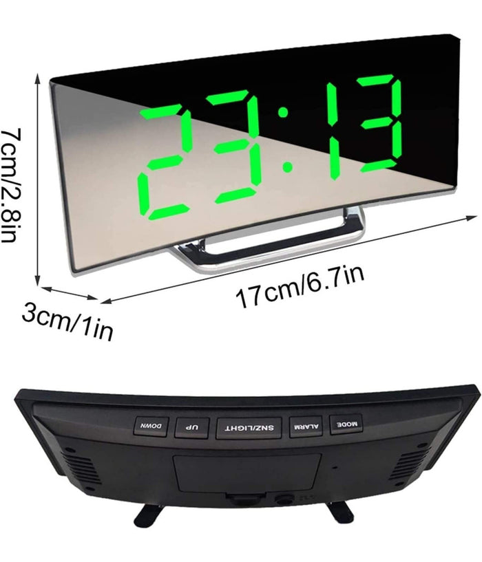 Orologio Sveglia Digitale Con Datario Termometro Display A Specchio Da Tavolo         