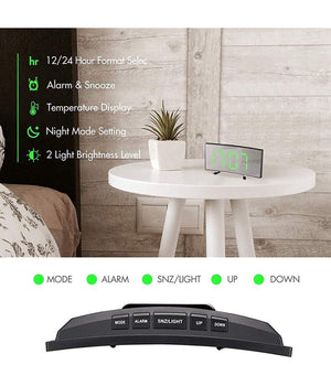 Orologio Sveglia Digitale Con Datario Termometro Display A Specchio Da Tavolo         