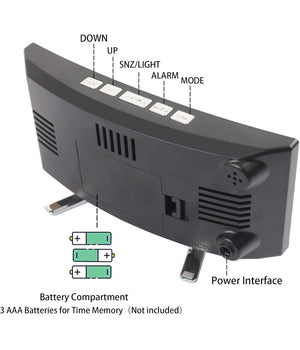 Orologio Sveglia Digitale Con Datario Termometro Display A Specchio Da Tavolo         