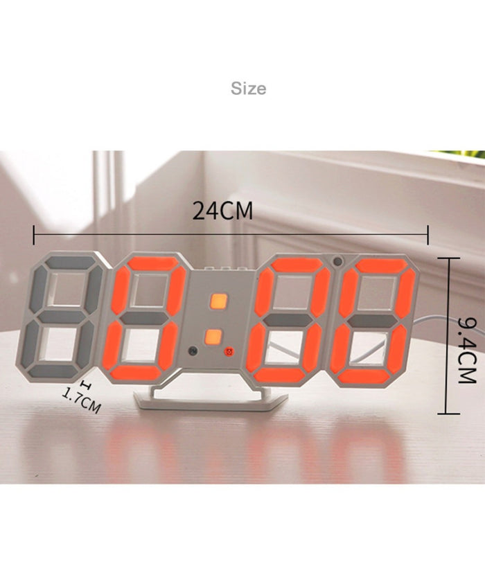 Orologio Sveglia Digitale Display 3d A Led Da Tavolo Parete Arredo Casa Ufficio         