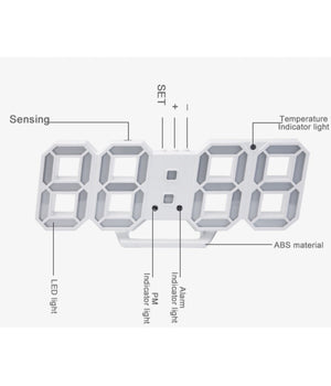 Orologio Sveglia Digitale Display 3d A Led Da Tavolo Parete Arredo Casa Ufficio         