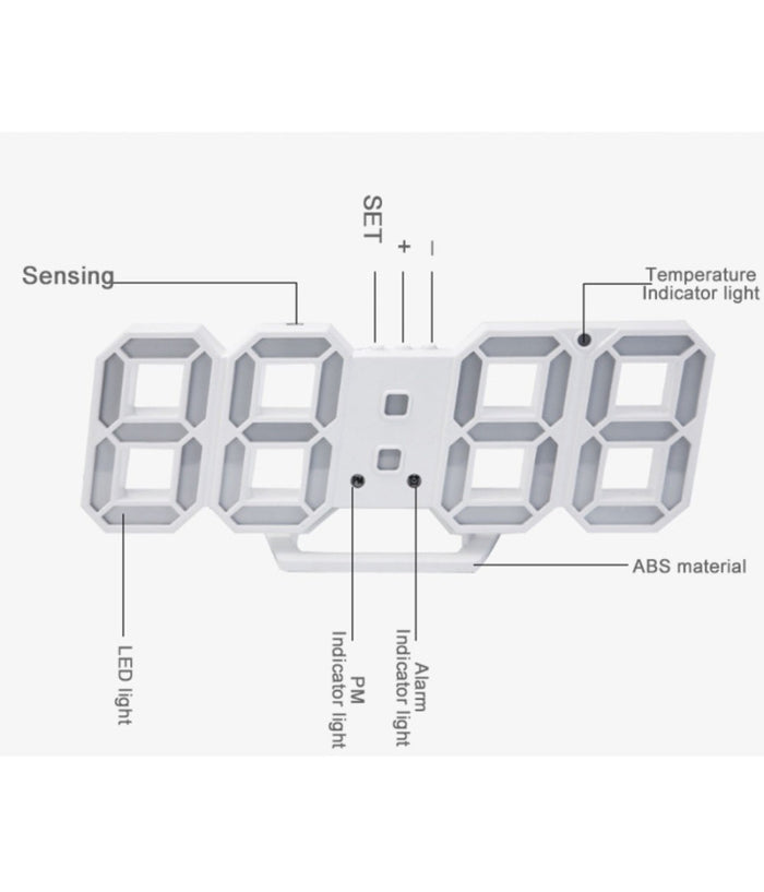 Orologio Sveglia Digitale Display 3d A Led Da Tavolo Parete Arredo Casa Ufficio         