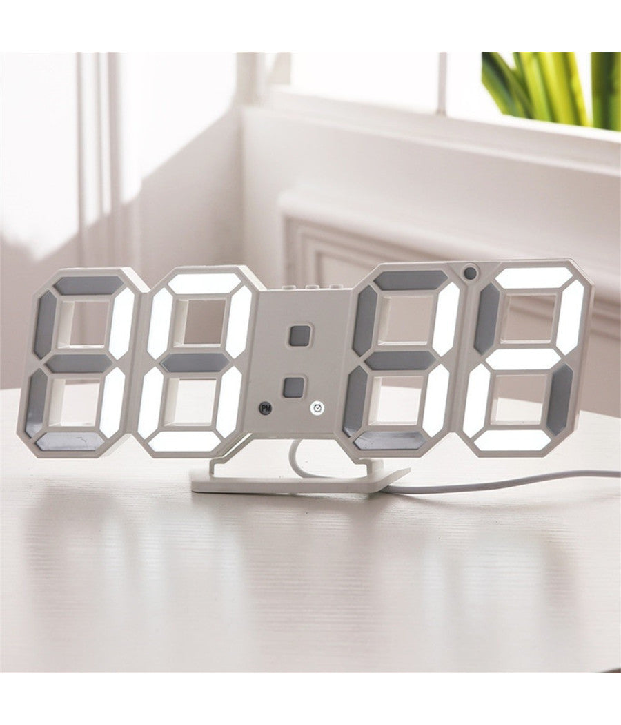 Orologio Sveglia Digitale Display 3d A Led Da Tavolo Parete Arredo Casa Ufficio         